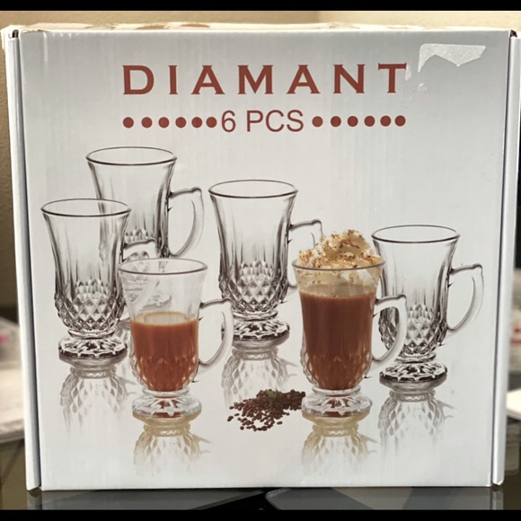 Other - Diamant 6 Pc. Clear Crystal Glasses With Handles.